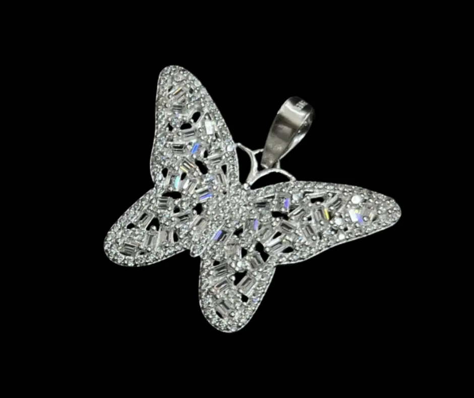 Dije circonia incrustada_ coqueto_ Mariposa blanca
