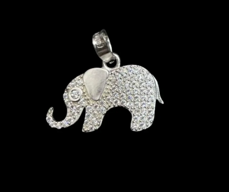 Dije circonia incrustada_ coqueto_ Elefante bebé blanco