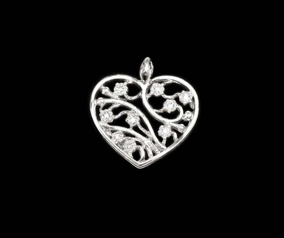 Dije Corazón tejido circonia incrustada