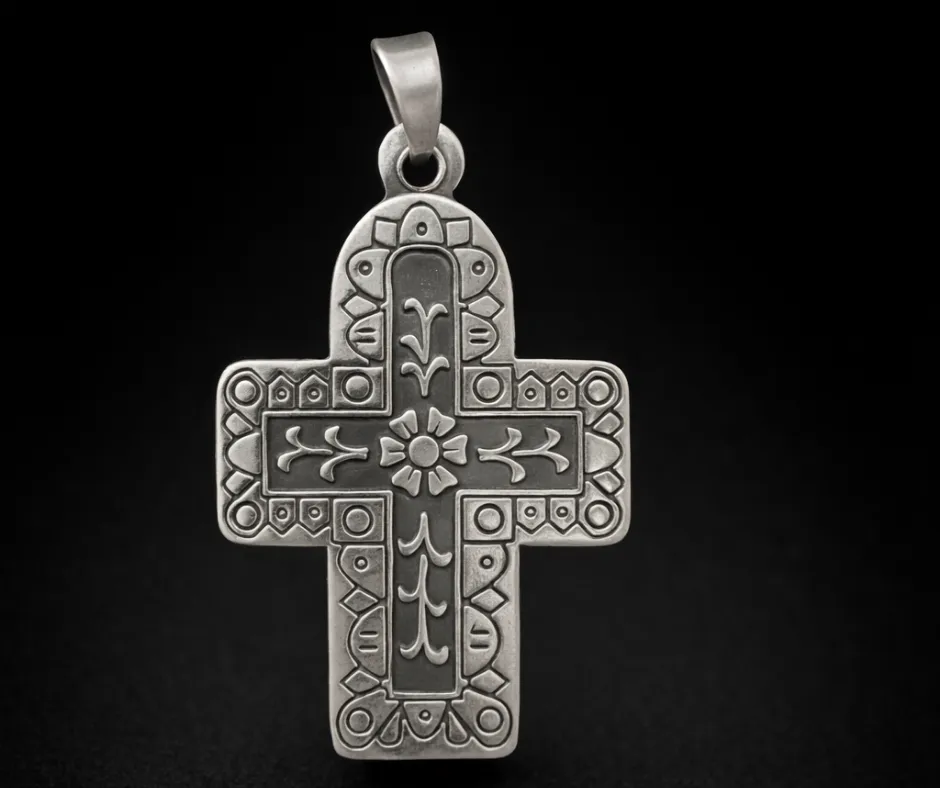 Cruz flor central pavonada 4.5 cm