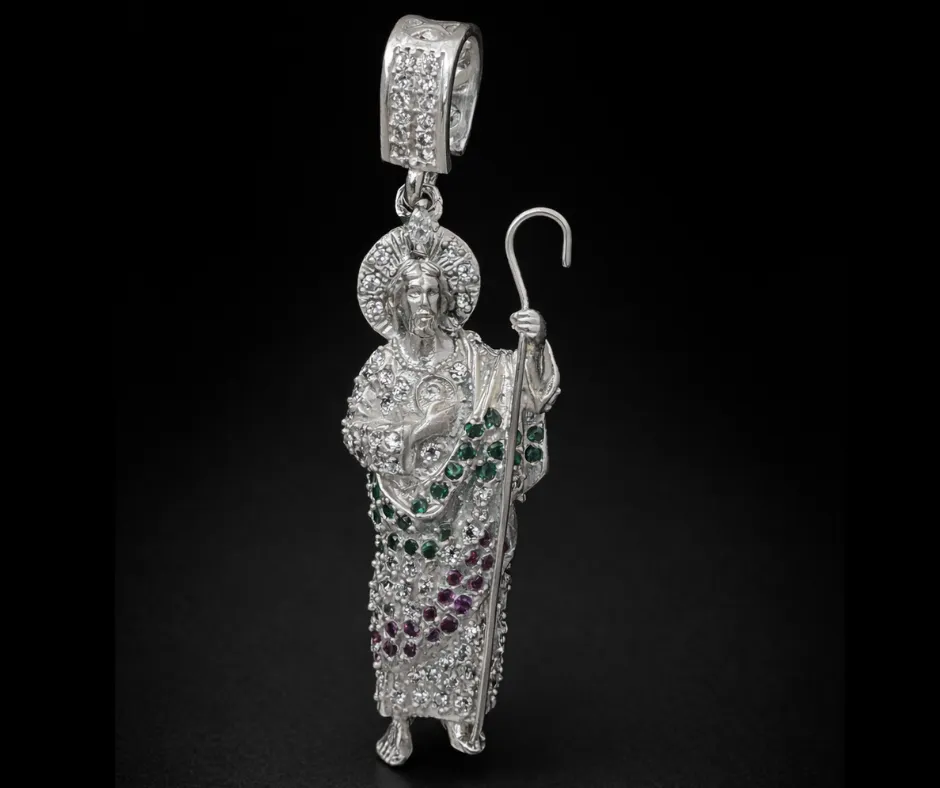 [DIJ-851] Dije circonia incrustada_ San Judas Tadeo multicolor 6 cm