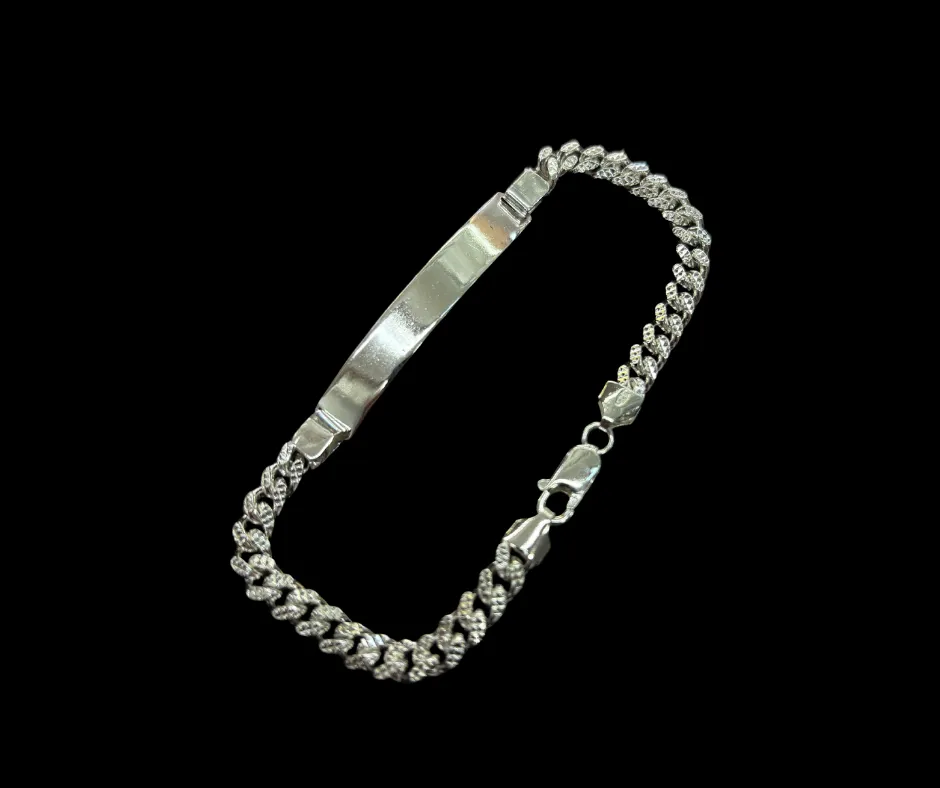 Pulso tejido cubano diamantado con placa 22 cm 6 mm (PCD226)