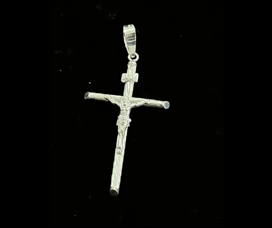 Cruz textura lineal_ tubular con cristo_ Ch_ 6 cm