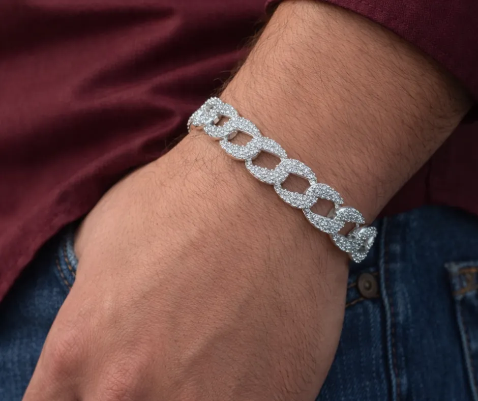 [MONA-8MM] Esclava Monaco con circonia incrustada_ Tejido barbado_ 8mm