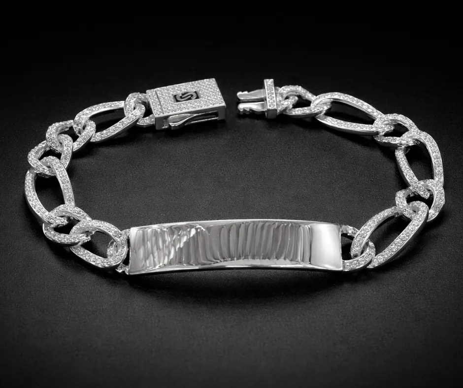 Esclava Monaco con circonia incrustada_ CON PLACA_Tejido uno por uno_ 1 cm (20 cm)