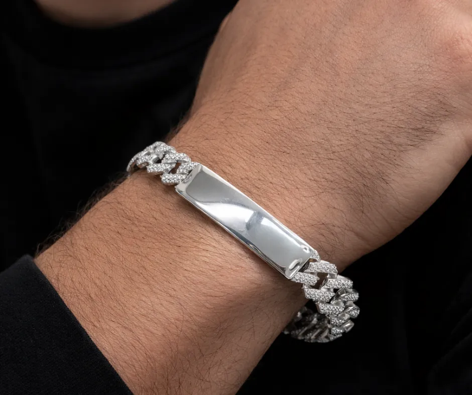 [MONA-CUBA8] Esclava Monaco con circonia incrustada_ CON PLACA_Cubano/barbado cuadrado_8 mm