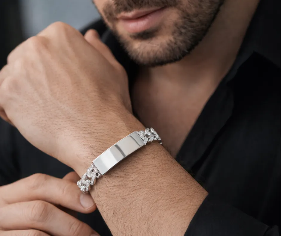 [MONA-BAR8] Esclava Monaco con circonia incrustada_CON PLACA_ Tejido barbado 8 mm