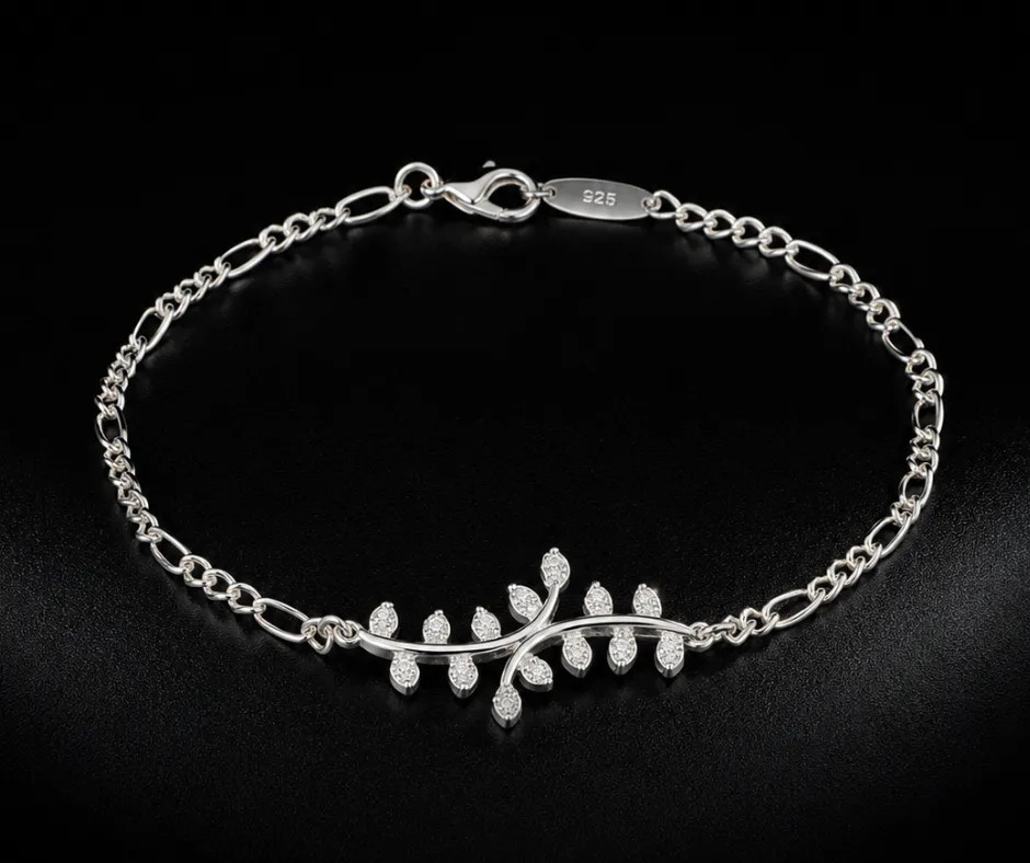 Pulsera_Hojas con circonia incrustada tejido cartier  (NEW)