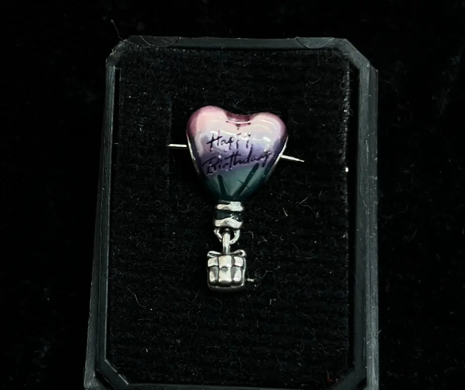 [CHA-551] Charm_Globo aerostático corazón morado "Happy Birthday"