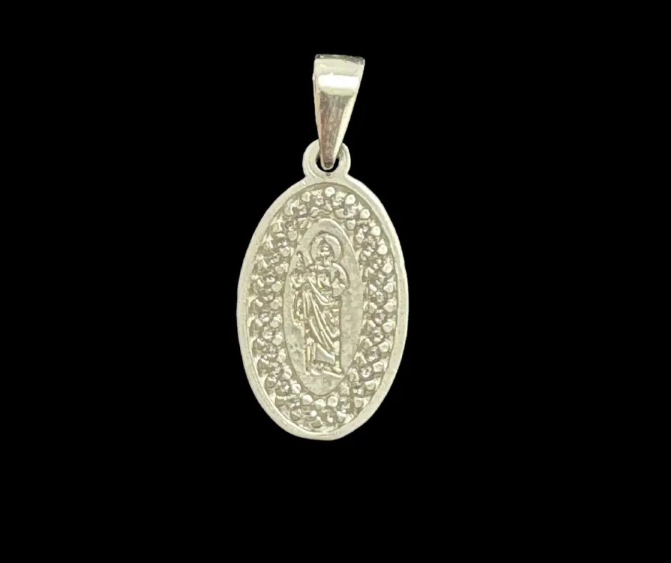 [MED-1044] Medalla circonia incrustada_ San Judas Tadeo_Ovalada_ 3 cm