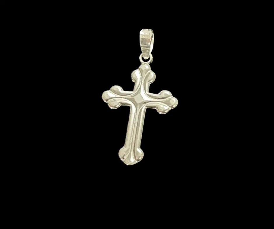 Dije Cruz liso_bordes ondas suaves_ 3 cm (Ideal para recuerdo: Bautizo, Confirmación, Primera Comunión, etc)