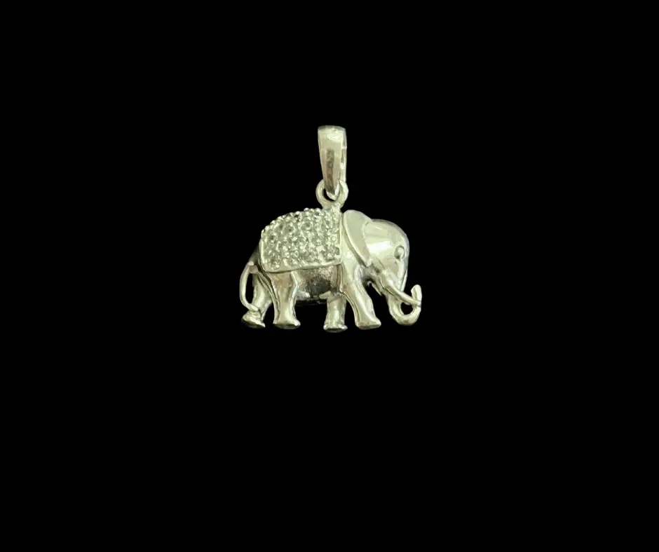 Dije circonia incrustada_ elefante cuerpo en circonia_ 2 cm
