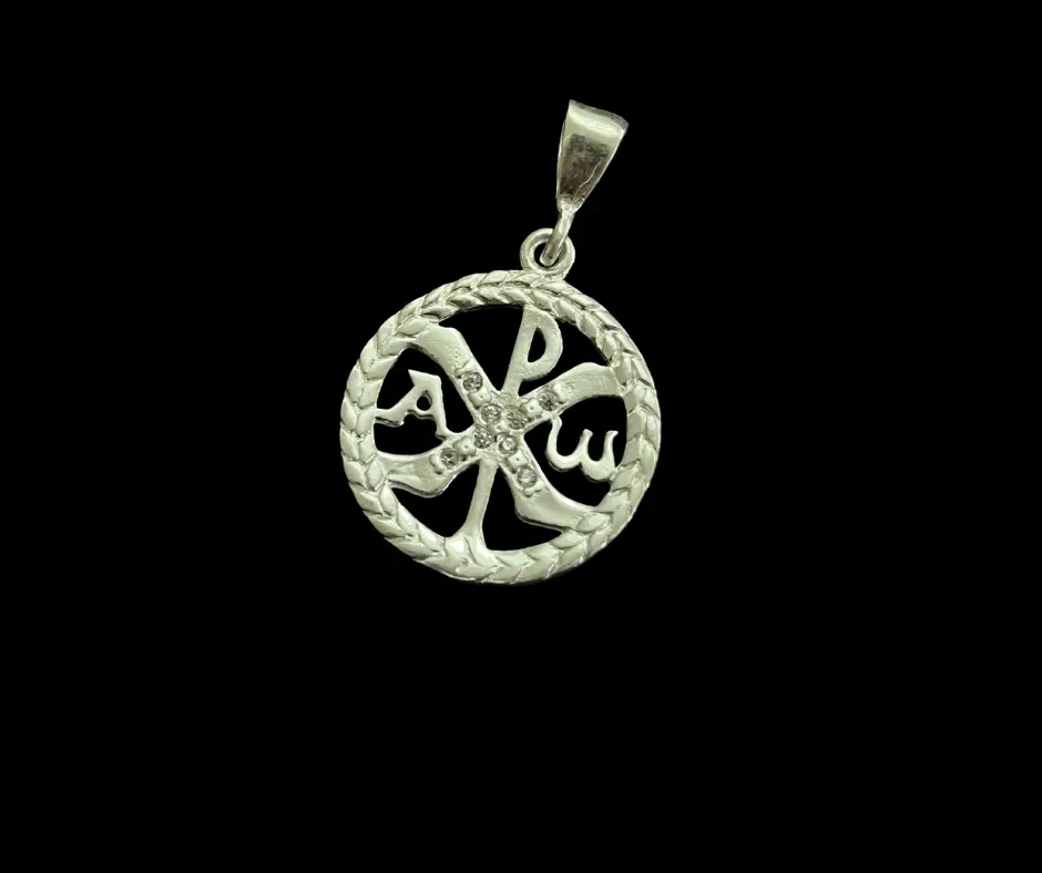 [DIJ-835] Dije circonia incrustada_ Crismón (o Chi Rho)_ Cristograma