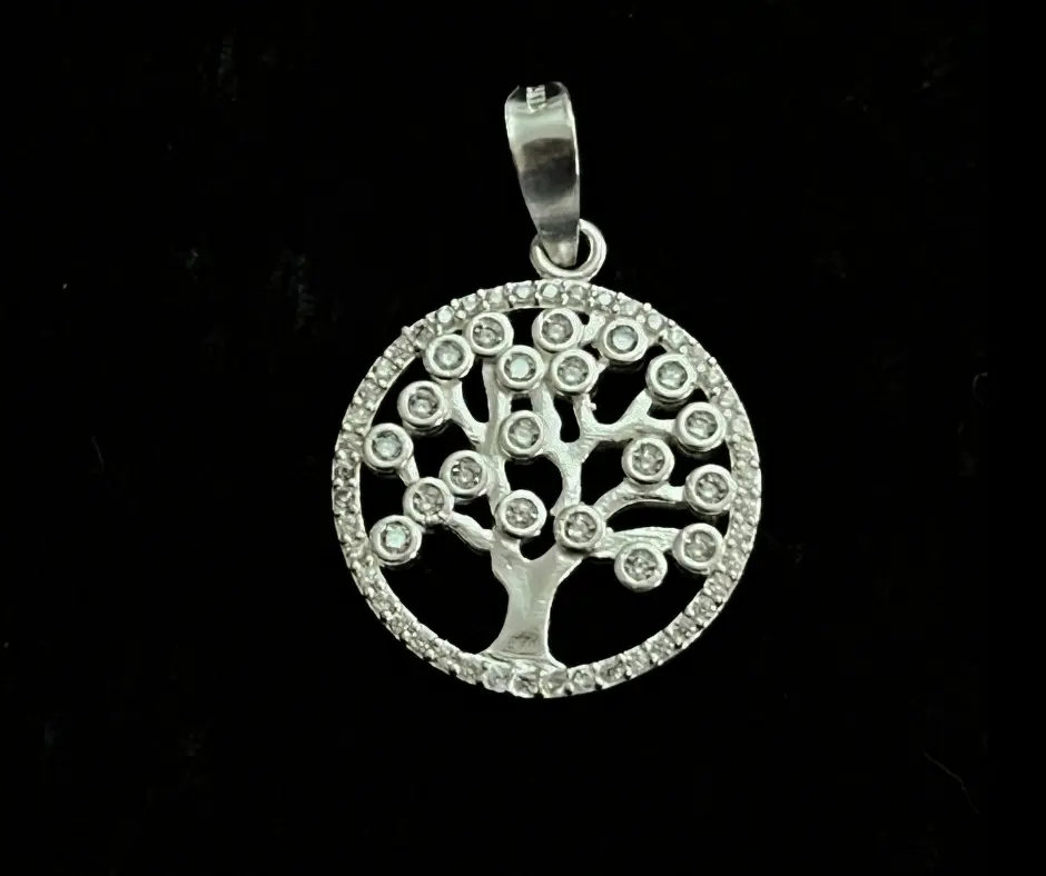 [DIJ-887] Dije circonia incrustada_Árbol de la vida_puntos_diámetro 2cm