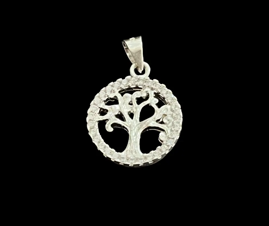 Dije circonia incrustada_Árbol de la vida_tamaño moneda de 1 peso, grueso