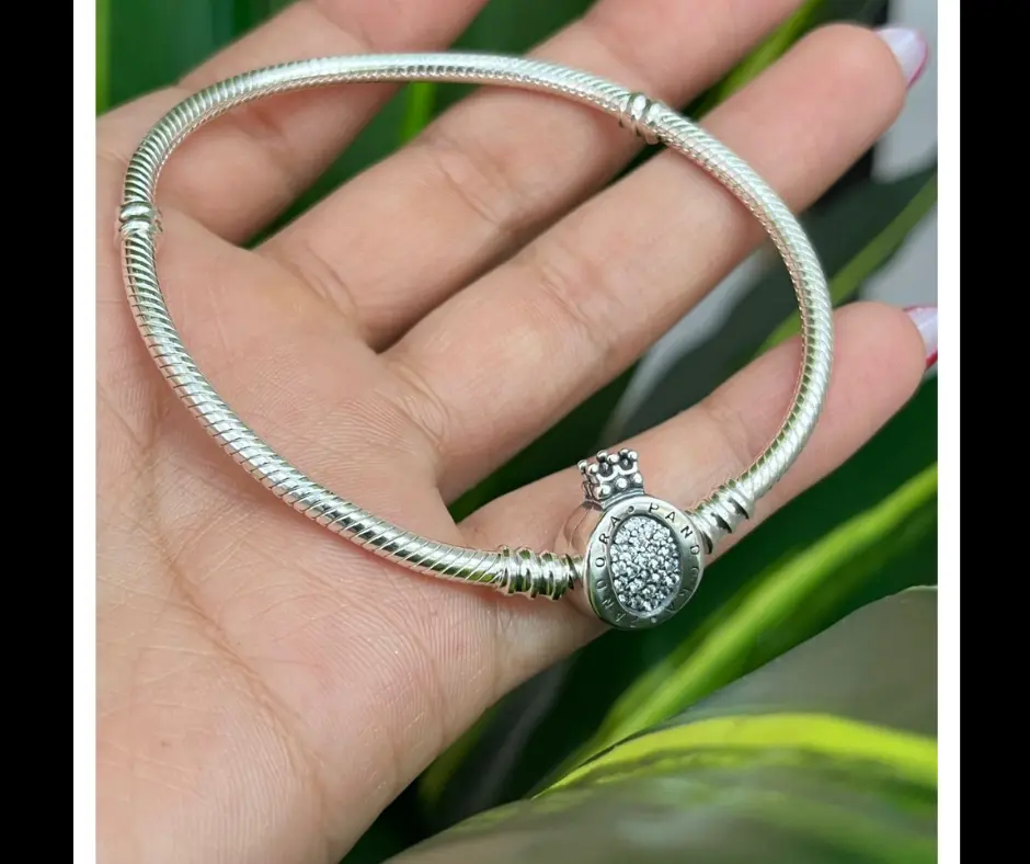 Pandora_Pulsera cadena de serpiente broche Corona 19 cm 