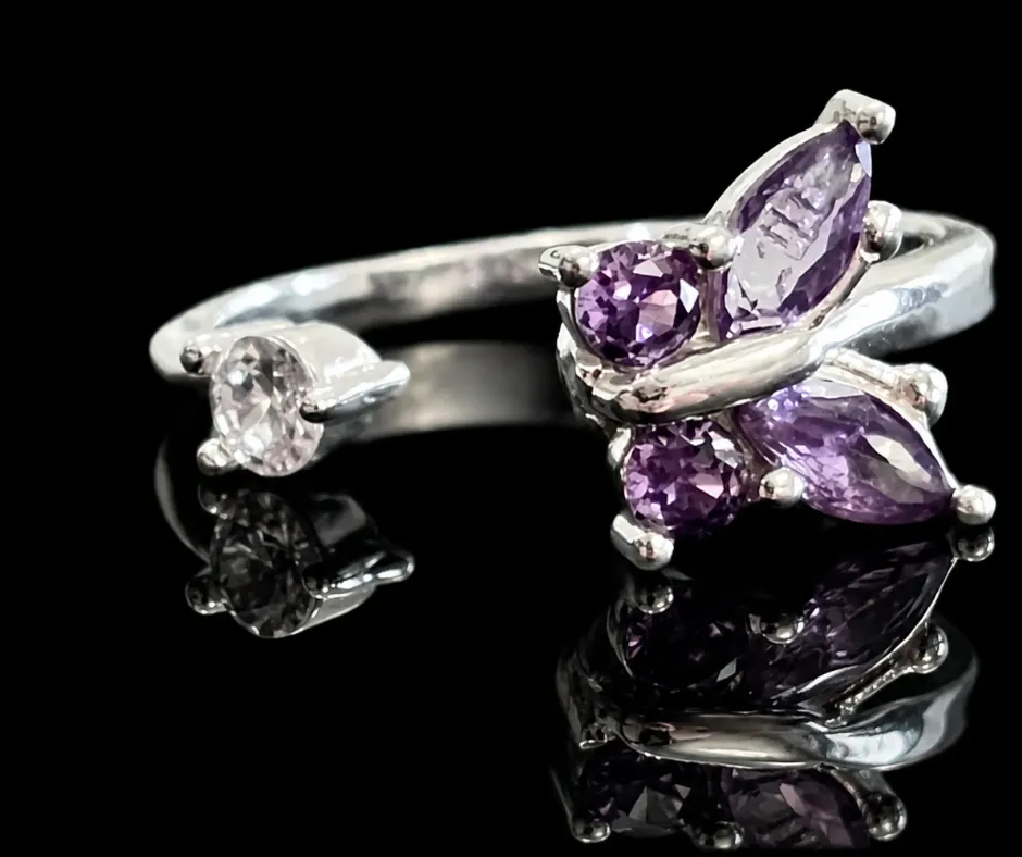 Anillo giratorio_ ajustable_antiestres_ Mariposa morada (ANI-34)