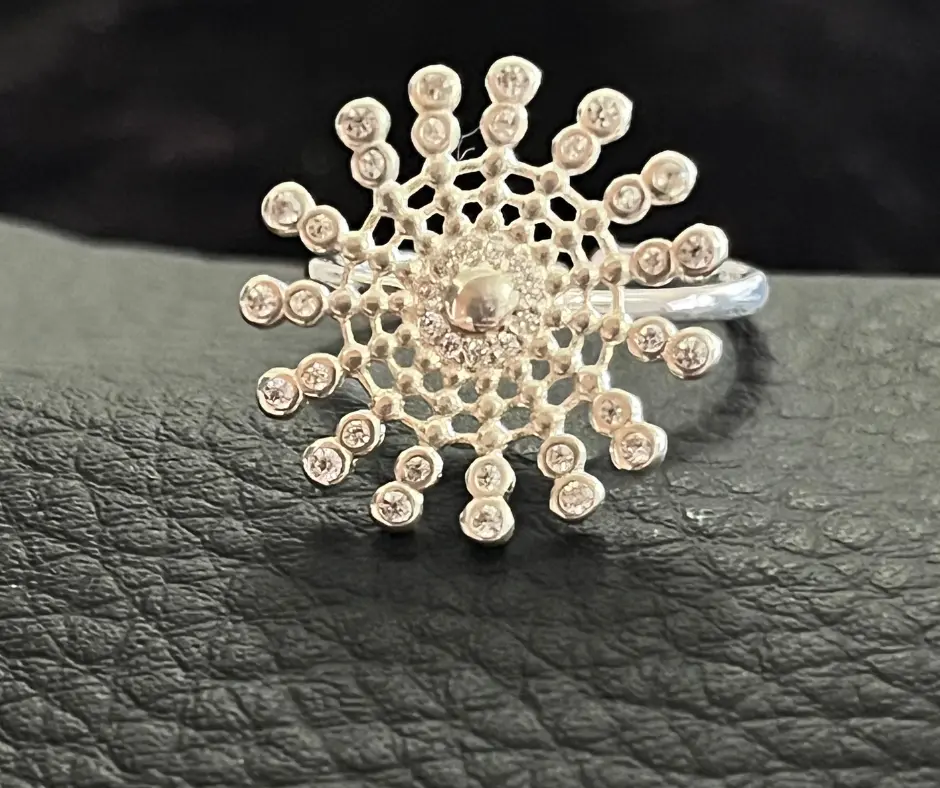 Anillo giratorio_ ajustable_antiestres_Flor en mandala