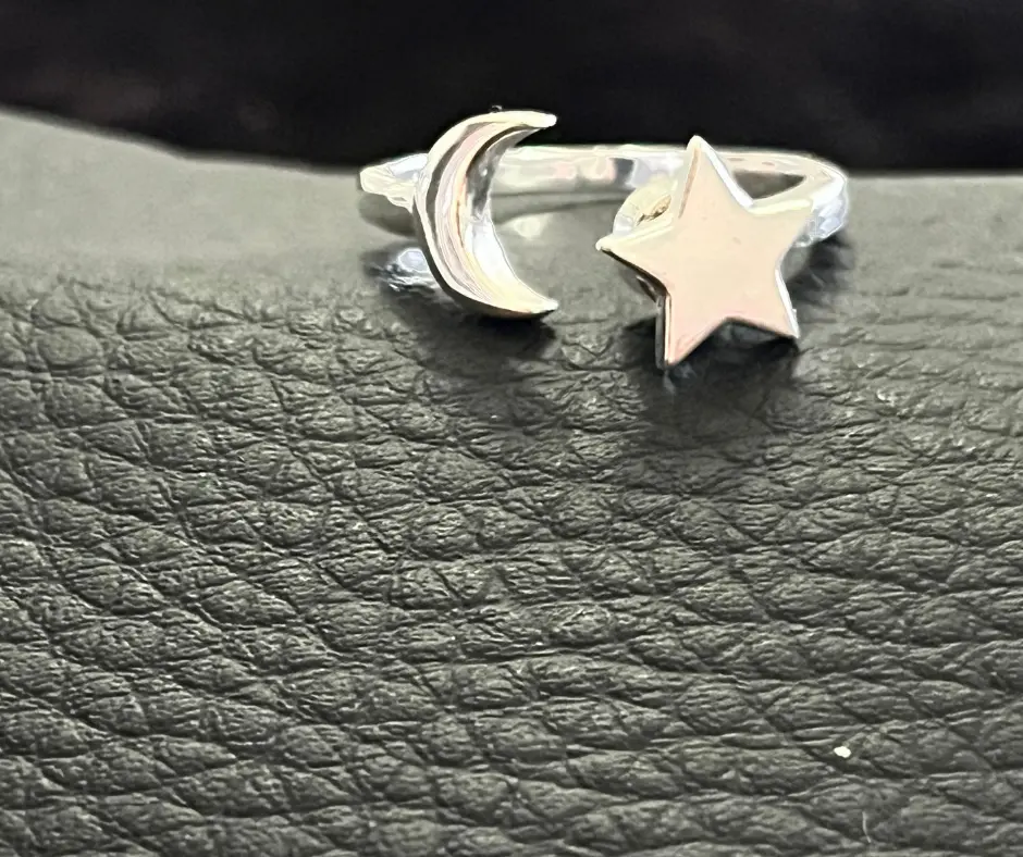 Anillo giratorio_ ajustable_antiestres_Luna & estrella