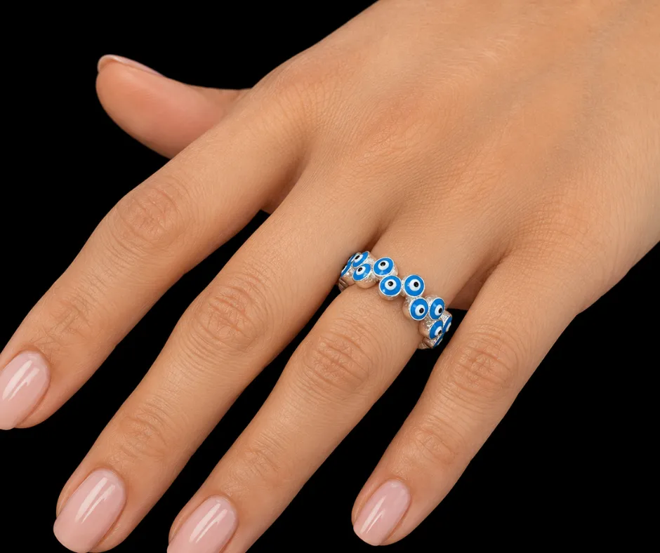 [ANI-108] Anillo_Ojo turco azul cielo en serie__talla 8
