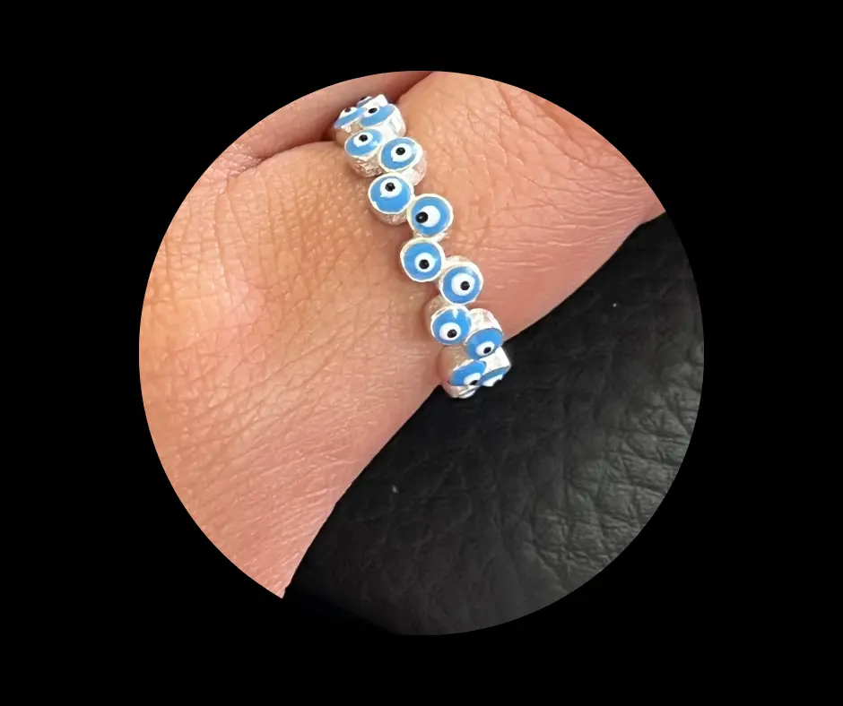 [ANI-109] Anillo_Ojo turco_azul cielo_en serie_talla 9