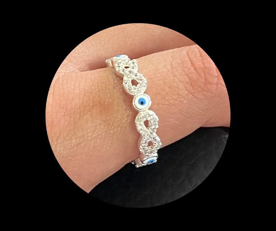 [ANI-113] Anillo_Ojo turco_con infinito_en serie churumbela_talla 9