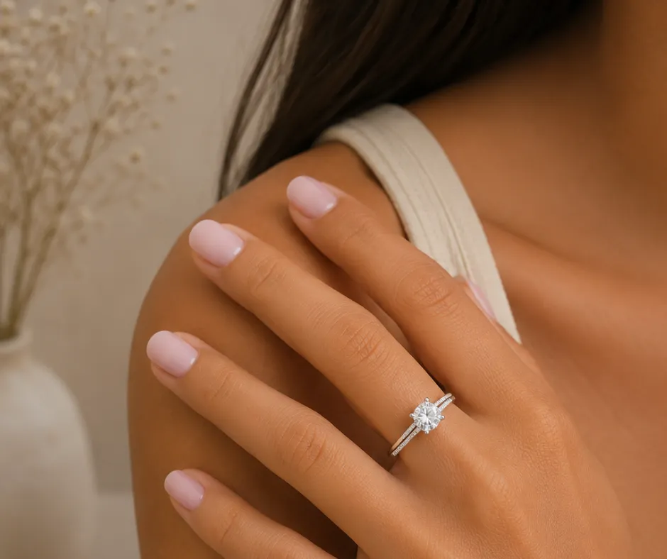 Anillo con circonia_lujo_Solitario Cuadrado_con circonferencia en bordes_talla 6