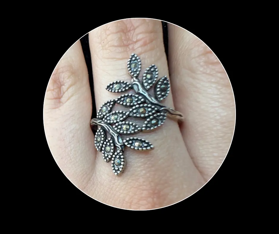 [ANI-48] Anillo marquesita rama hojas #9