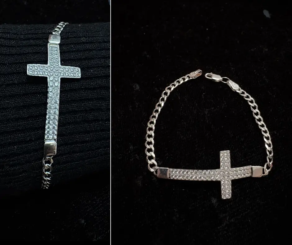 [PUL-1204] Pulso barbado liso con cruz circonia incrustada