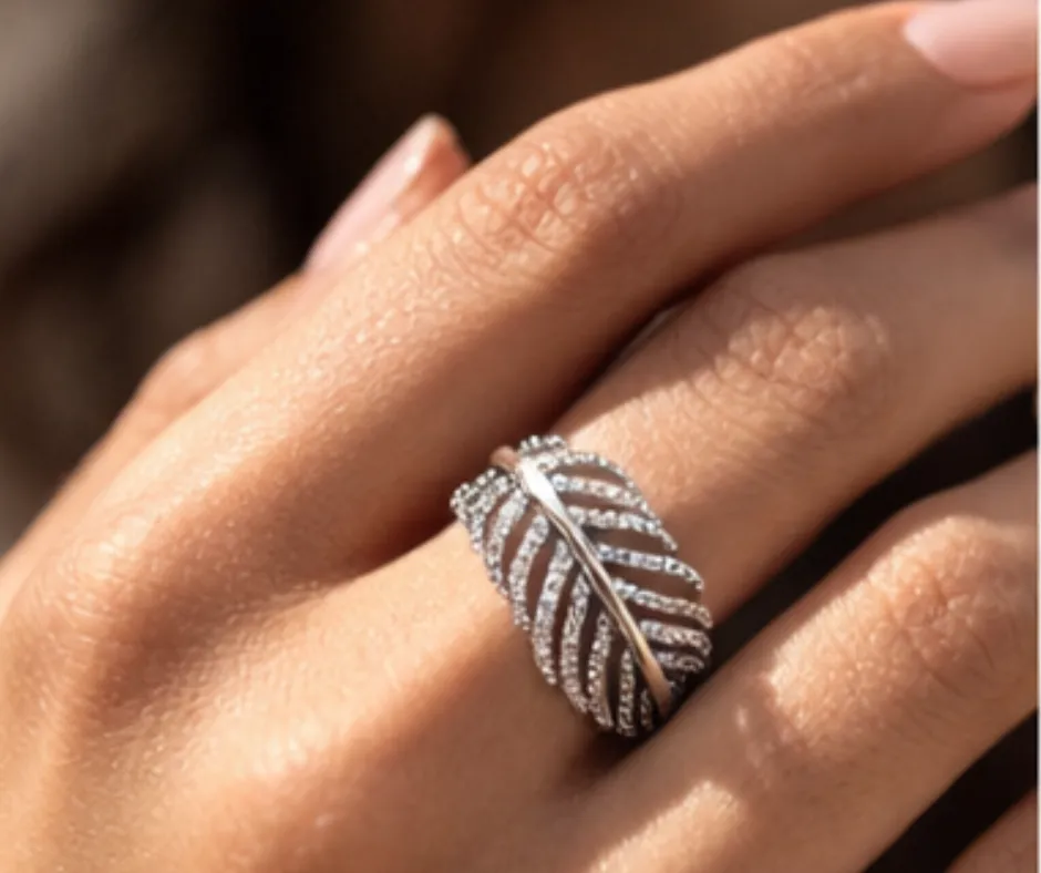 [ANI-57] Anillo pandora_ circonia incrustada_modelo hoja_talla #5