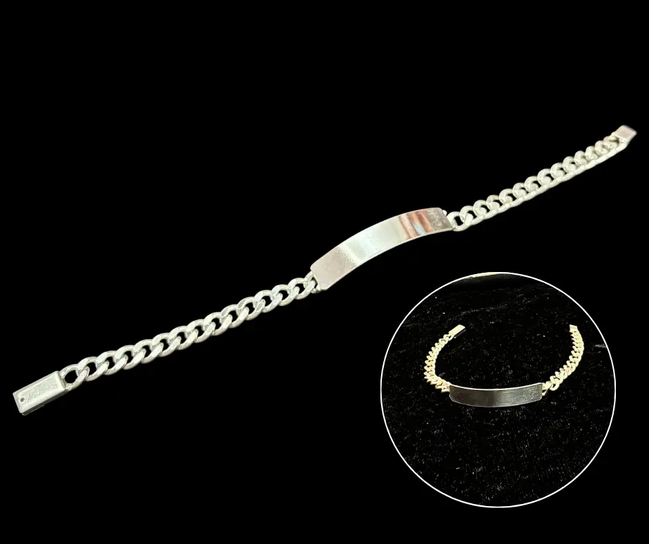 [PUL-1226] Pulso con placa_Cubano Lisa_6 mm (Broche de aguja)