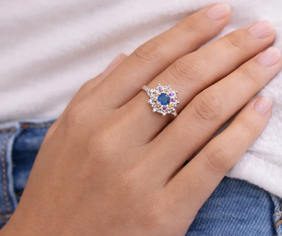 Anillo_flor_girasol_mosaico (8, Blanco)