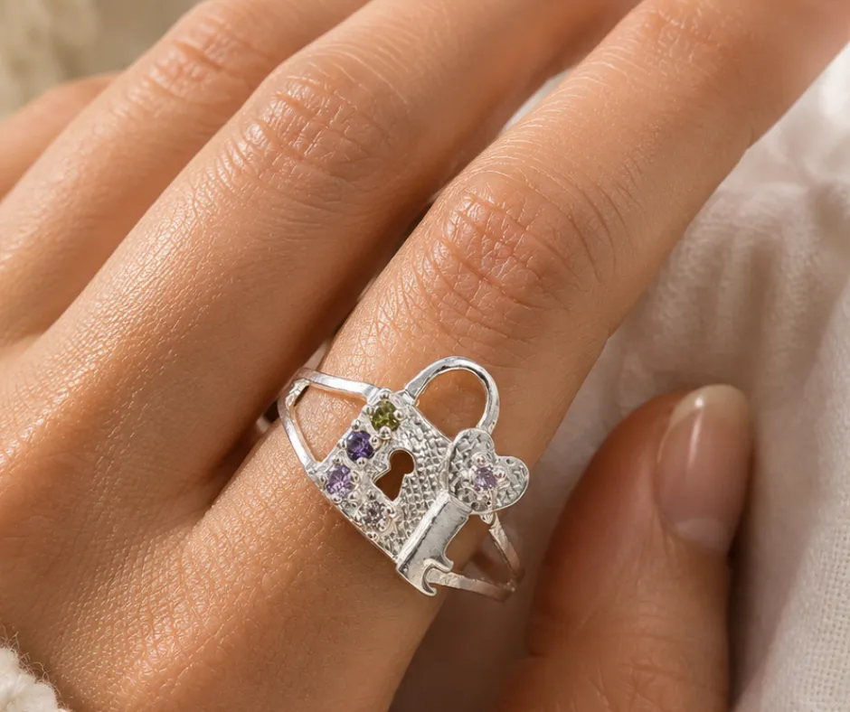 Anillo_Candado con llave_circonia (ANI-117)