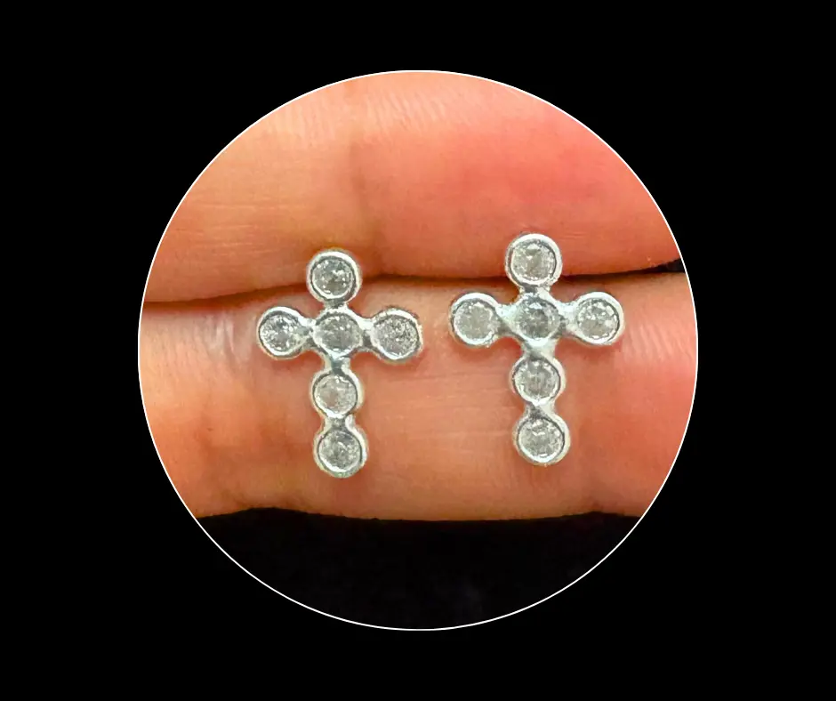 [BRO-339] Broquel_ Cruz con circonias_broche de bolita