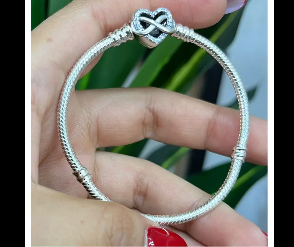 [PAN-1086] Pandora_ Pulsera cadena de serpiente broche Corazón con Infinito 17 cm