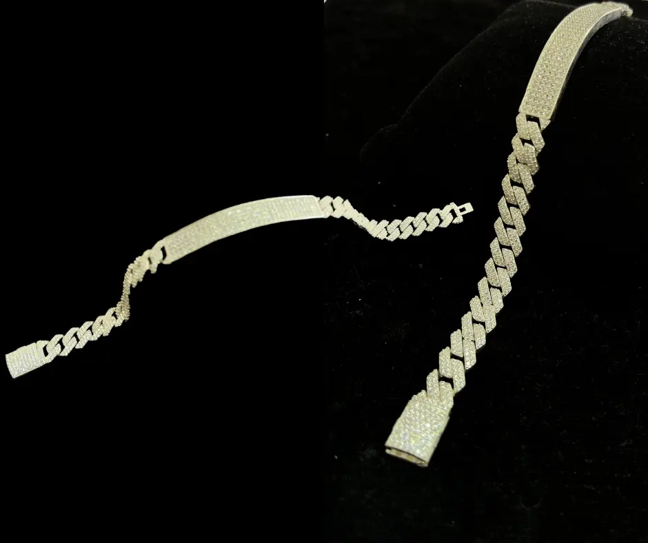 Circonia incrustada_Pulso Barbado rombo con placa 21cm, 6 mm