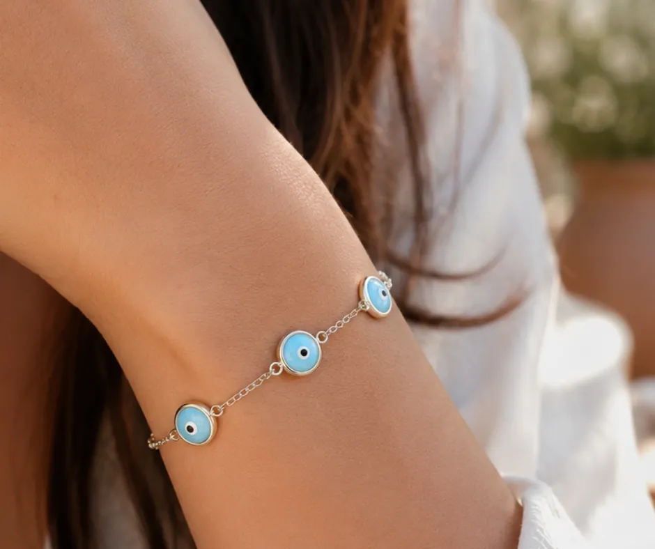 Pulsera_ Ojo turco azul cielo 17cm
