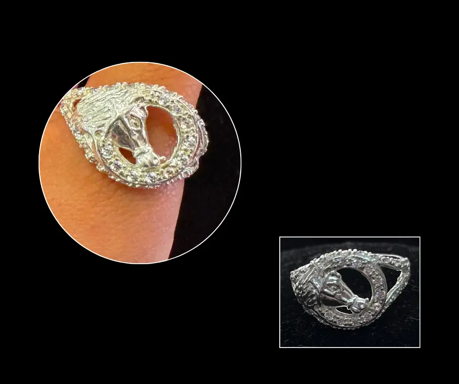 Anillo_circonia_Herradura con caballo