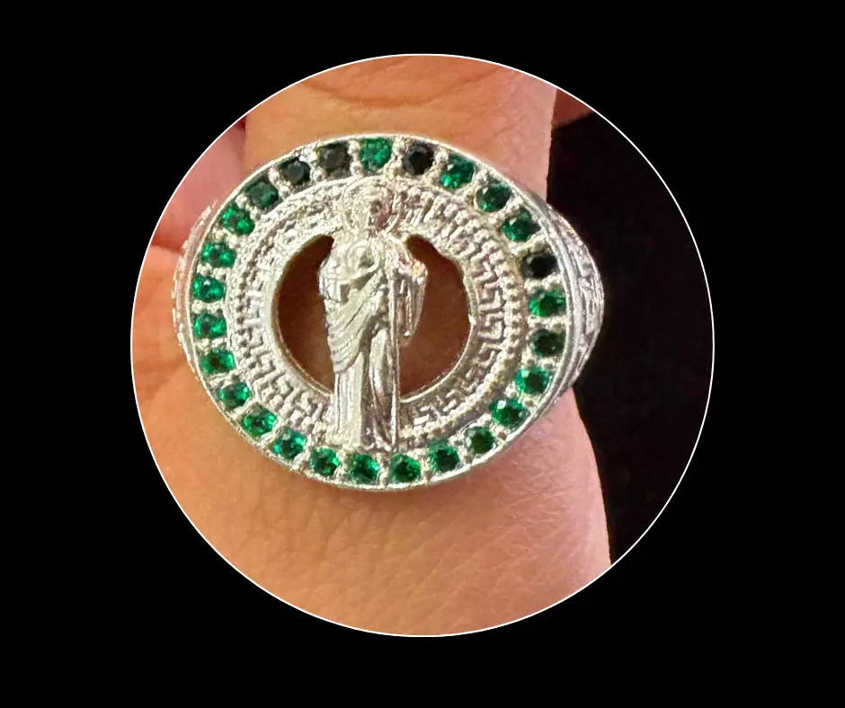 Anillo_circonia_San Judas círculo verde (ANI-139)