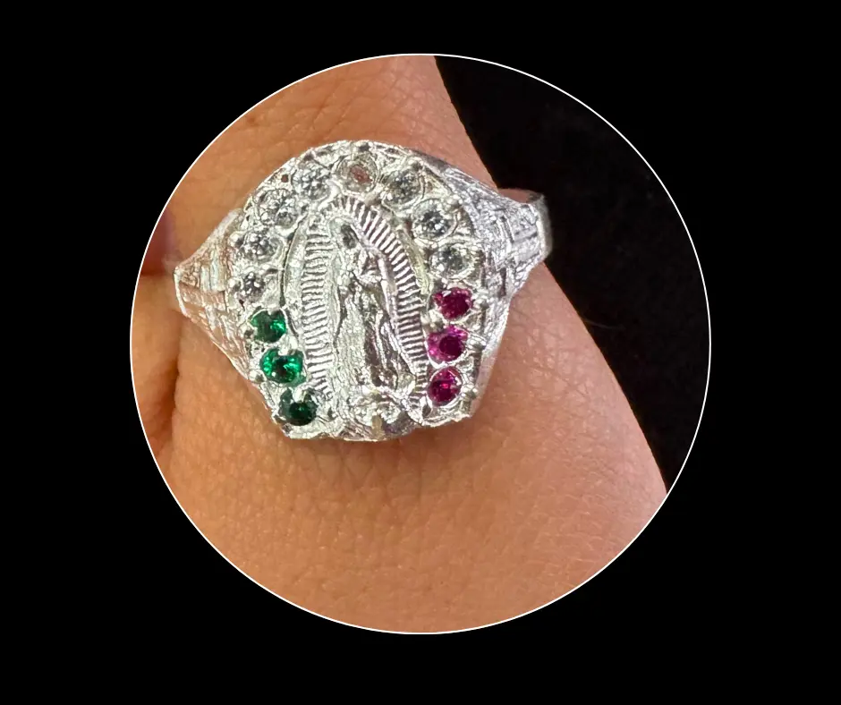 Anillo_circonia_Virgen de Guadalupe Multicolor