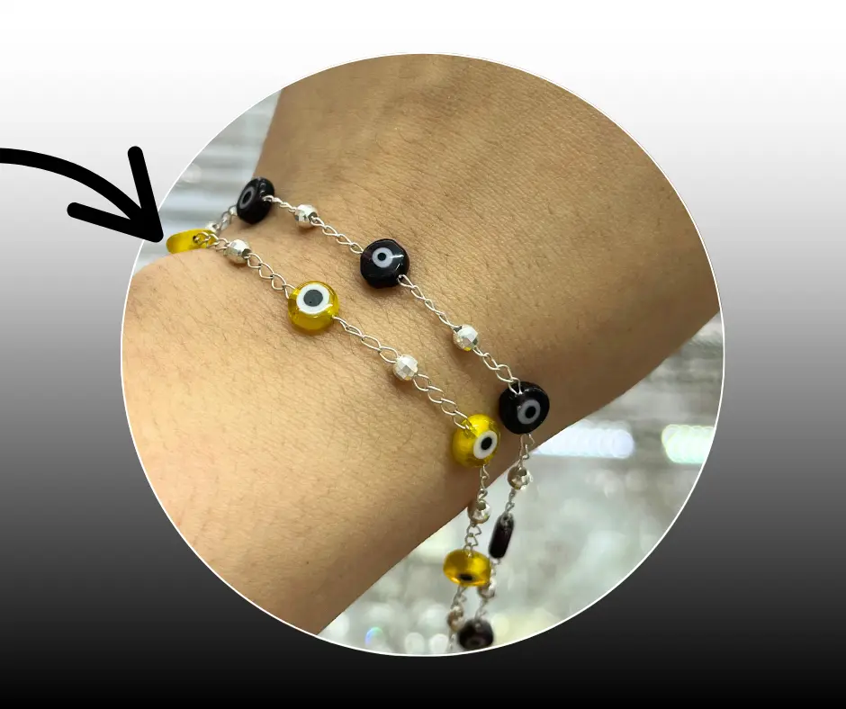 [PUL-1172] Pulsera_ Ojo turco amarillo 18 cm