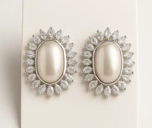 Aretes sol con perla