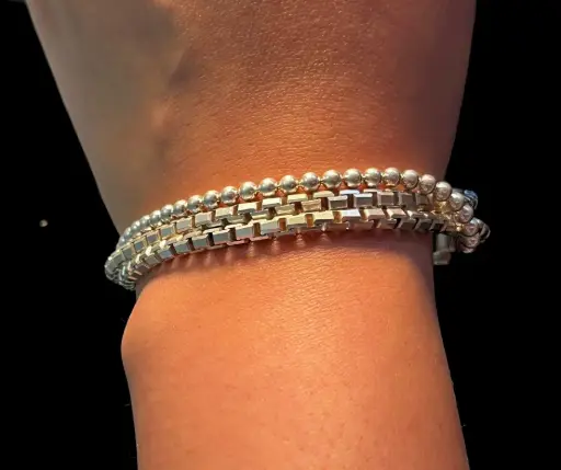 Pulsera_ Trenza suelta tejido Toretto en tubo & militar, 19 cm