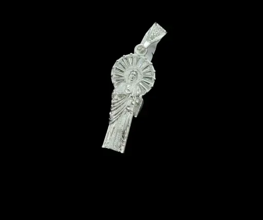 Dije circonia incrustada_San Judas Tadeo con Aureola circonias cúbicas blancas_ 4.5 cm