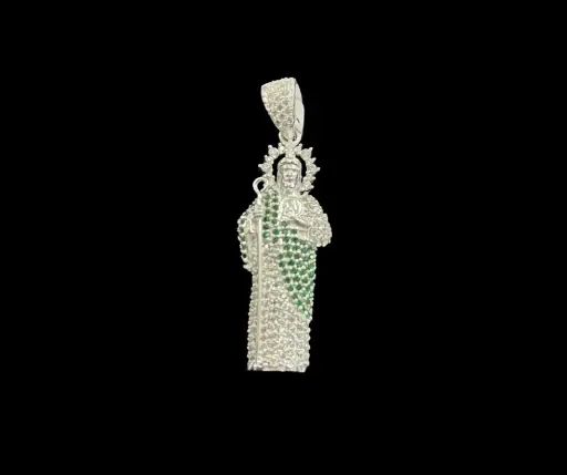 Dije microcirconia incrustada_ San Judas Tadeo_ en bulto_ 6 cm