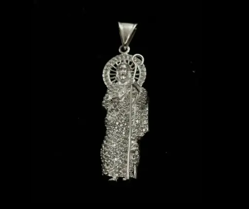 Dije circonia incrustada_San Judas_ 6.5 cm_ Blanco