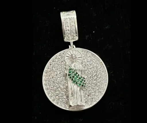 Medalla 3D circonia incrustada_San Judas Tadeo_ 5.5 cm