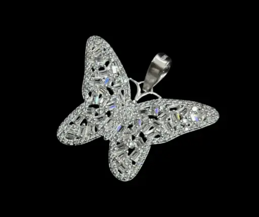 Dije circonia incrustada_ coqueto_ Mariposa blanca