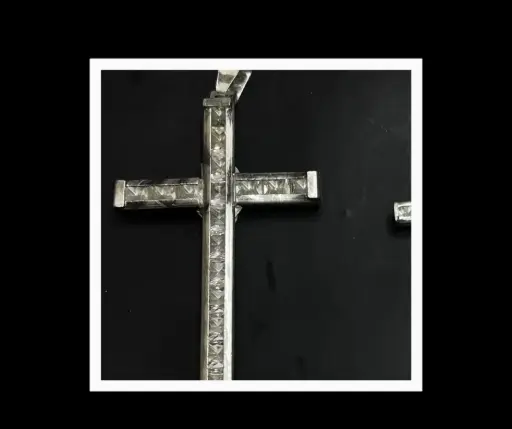 Dije circonia incrustada_ Cruz circonia encapsulada cúbica_ 6 cm 