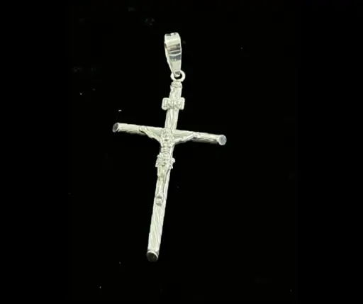 Cruz textura lineal_ tubular con cristo_ Ch_ 6 cm
